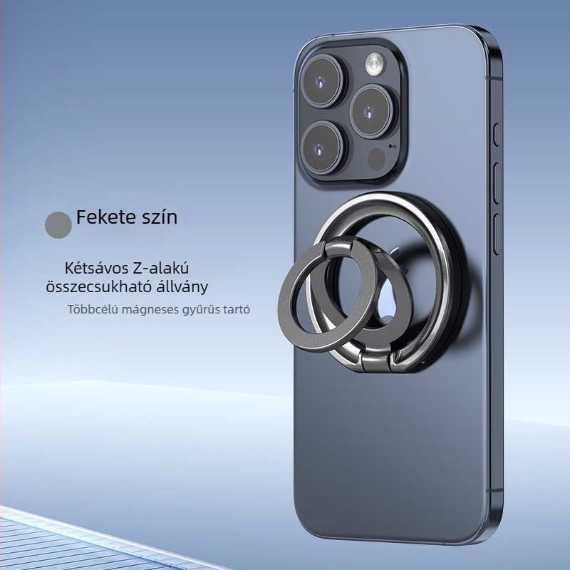 Mágneses telefon tartó gyűrűvel – univerzális asztali tartó ötvözetből, összecsukható, ultra-vékony, többfunkciós