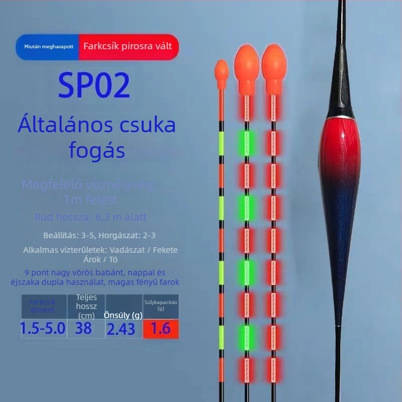 Függőleges sodrású horgász úszó nano anyagból, világító, Yueyang–Hunan eredet