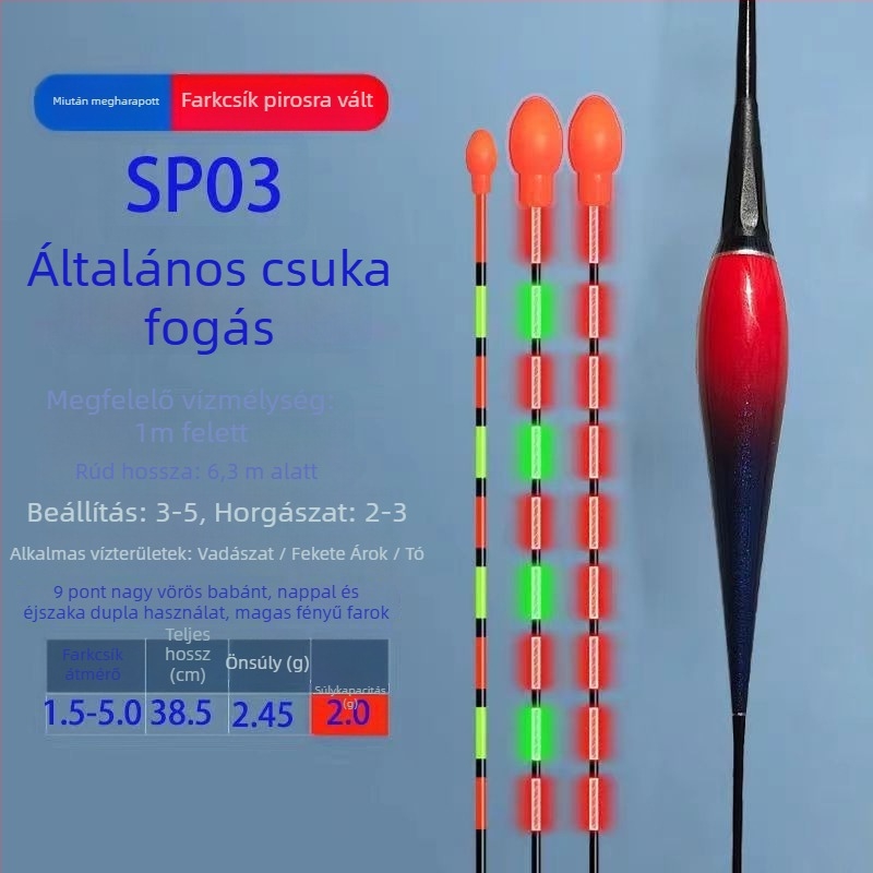 Függőleges sodrású horgász úszó nano anyagból, világító, Yueyang–Hunan eredet