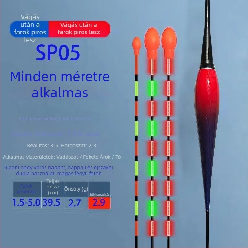 Függőleges sodrású horgász úszó nano anyagból, világító, Yueyang–Hunan eredet