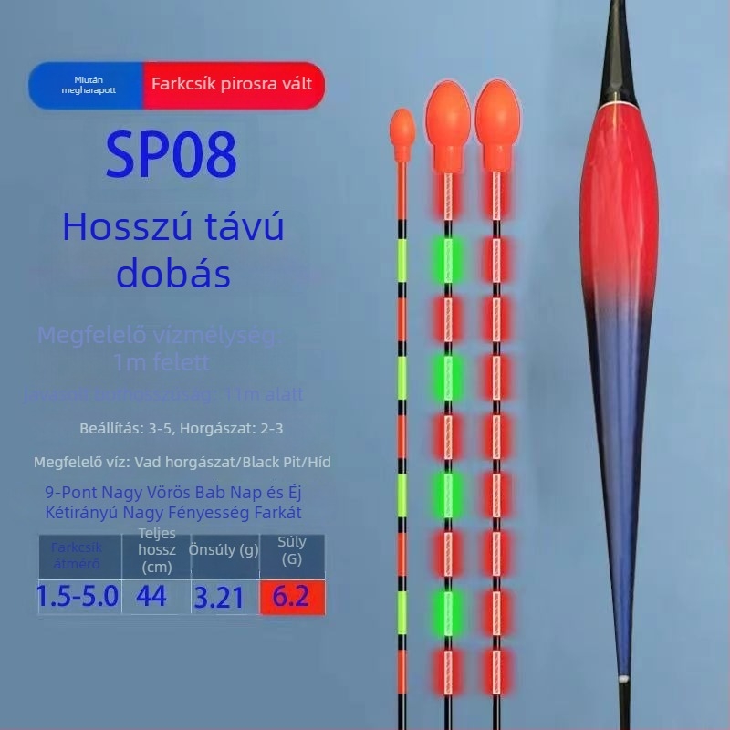 Függőleges sodrású horgász úszó nano anyagból, világító, Yueyang–Hunan eredet