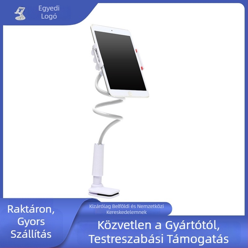 Asztali állvány univerzális telefonokhoz és tabletekhez, ABS + alumínium felépítés, 10 mm/12 mm-es átmérőjű rúd, ideális videózáshoz, élő közvetítéshez és online tanuláshoz
