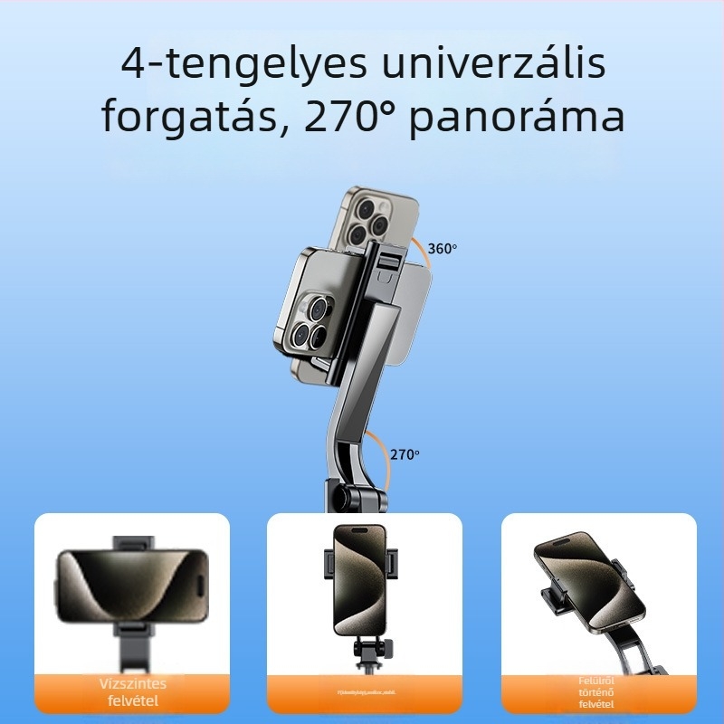Hordozható mini Bluetooth Selfie bot padlóra álló Tripod-tal – alumínium test, távirányító, képstabilizáció és világítás