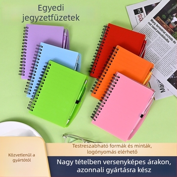 Spirálisan fűzött jegyzetfüzet, 60–70 oldal, testreszabható, készleten