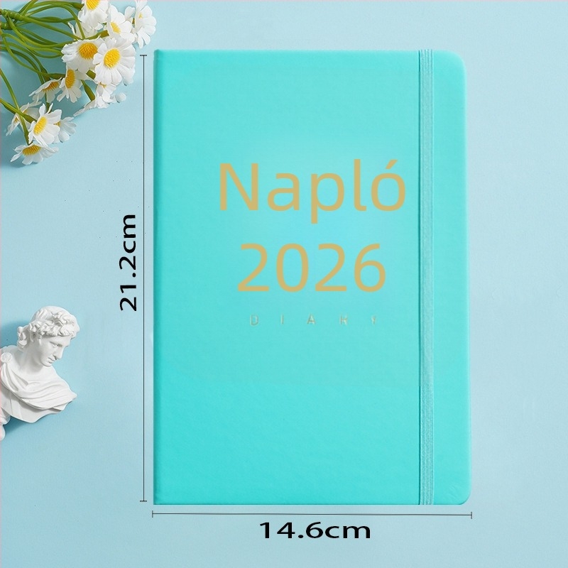 Shiben napló műbőr borítóval, kötés lock-thread glue binding, Dowling papír, 80 gsm, 300–400 oldal