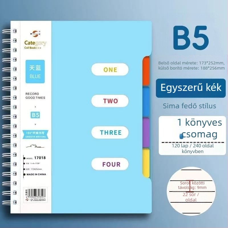 Spirálisan kötött jegyzetfüzet PP borítóval, Dowling papír, 80 g/m², 100–200 oldal