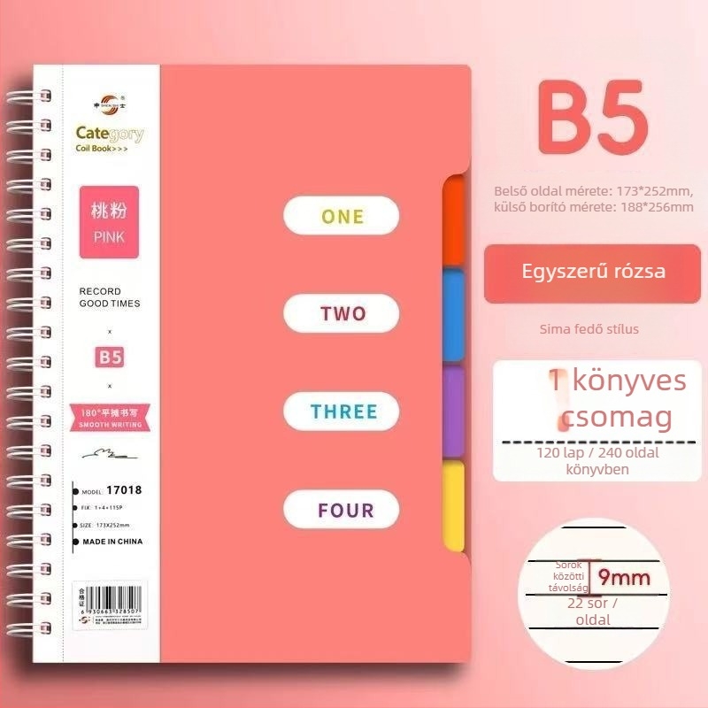 Spirálisan kötött jegyzetfüzet PP borítóval, Dowling papír, 80 g/m², 100–200 oldal