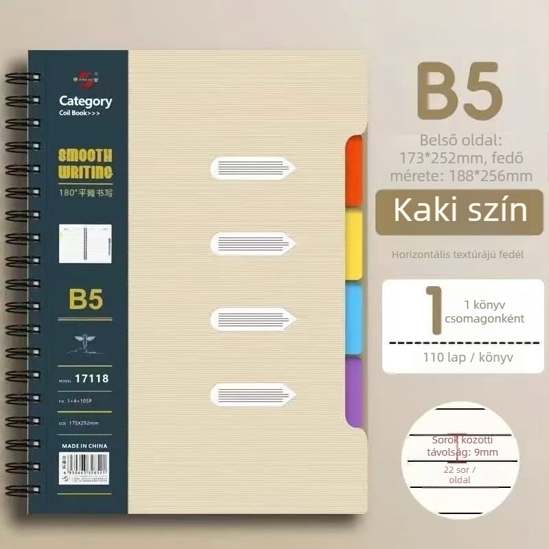 Spirálisan kötött jegyzetfüzet PP borítóval, Dowling papír, 80 g/m², 100–200 oldal