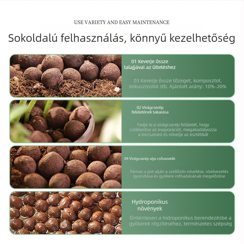 Kerti dekoratív díszek - Ceramszit alátét a virágtartó aljához hidroponikához és pozsgásokhoz, könnyű, lélegző töltő kő