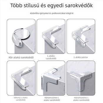 Átlátszó szilikon sarokvédő, vastagított kivitel, ütközés elleni, kávéasztal és ablak sarkához, derékszögű