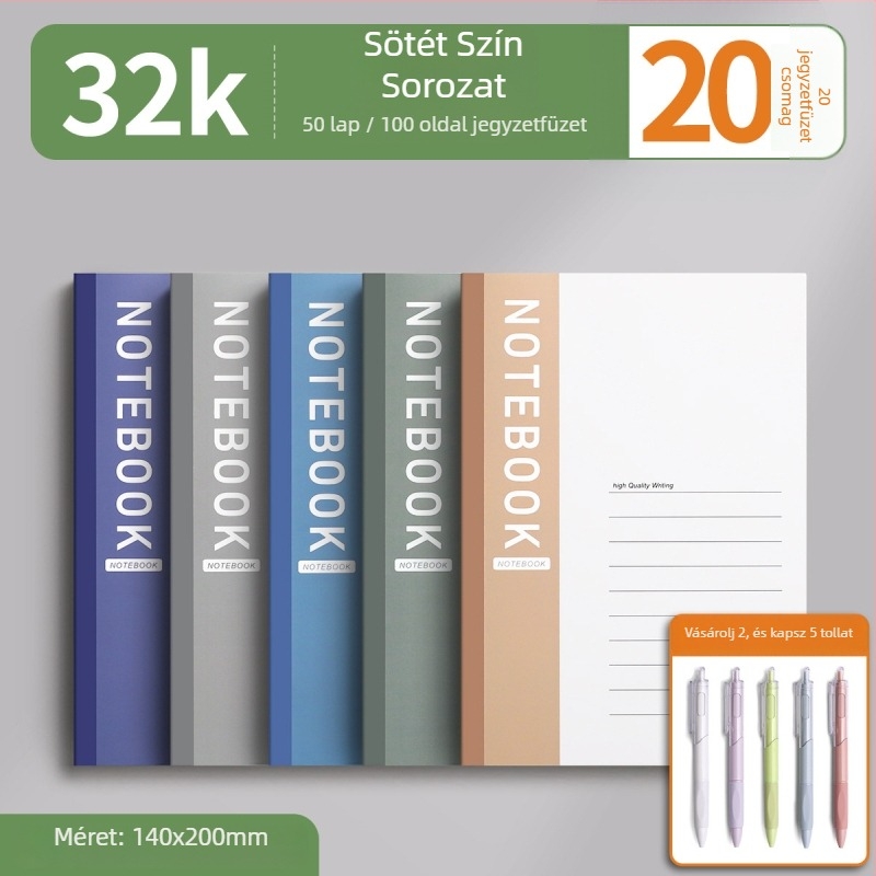 Diákkönyv – 2025-ös kiadás, számvitel és irodai gyakorlat, 100–200 oldal, 40 g papír, ragasztott kötés, belső anyag: fa cellulóz, üzleti iroda stílus