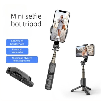 Bluetooth távirányítós mini selfie pálca, állvány egyben, alumínium ötvözet, modell Q10