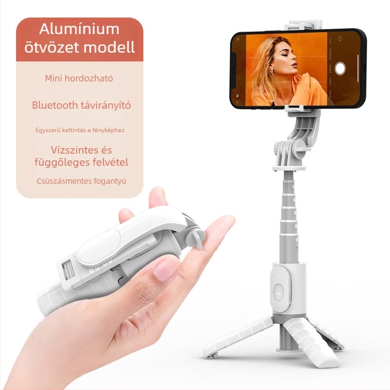 Bluetooth távirányítós mini selfie pálca, állvány egyben, alumínium ötvözet, modell Q10