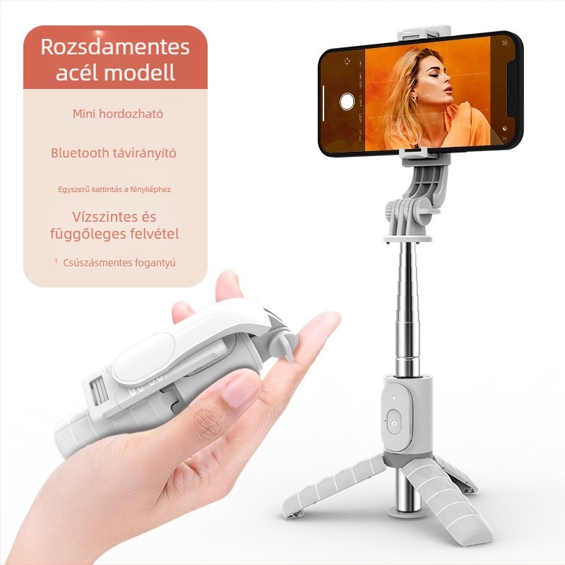 Bluetooth távirányítós mini selfie pálca, állvány egyben, alumínium ötvözet, modell Q10