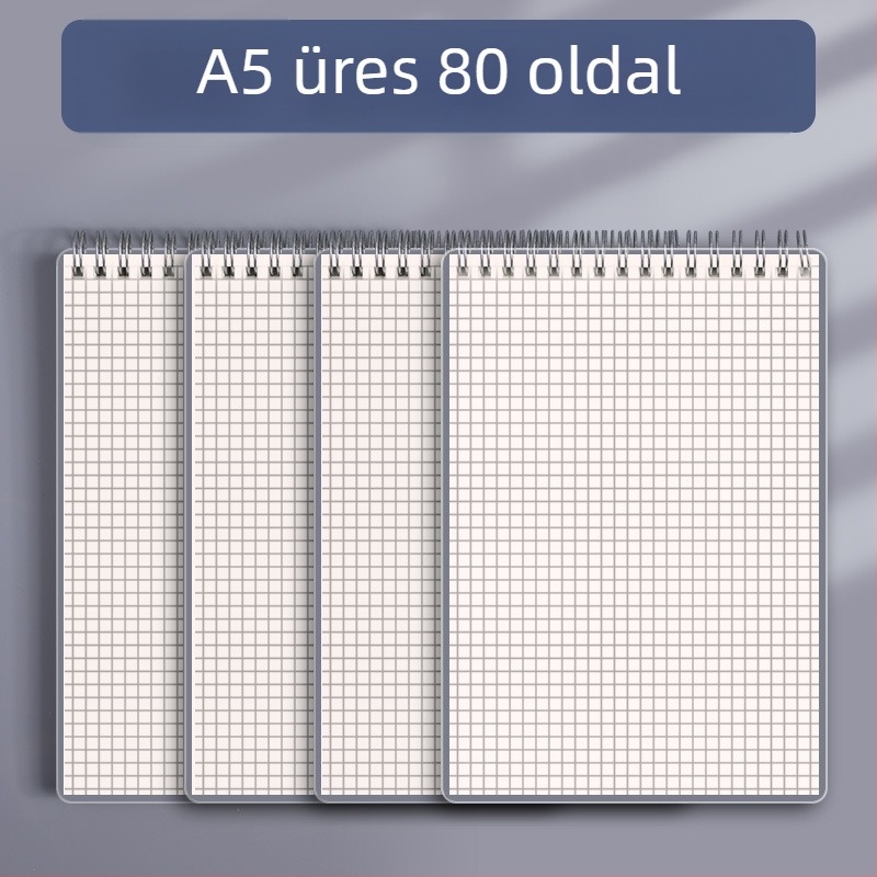 Mengjin spirálkötésű négyzetrácsos jegyzetfüzet, 78 oldal, 70 g/m² papír, PP borító.