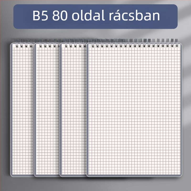 Mengjin spirálkötésű négyzetrácsos jegyzetfüzet, 78 oldal, 70 g/m² papír, PP borító.