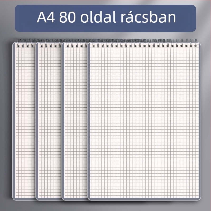 Mengjin spirálkötésű négyzetrácsos jegyzetfüzet, 78 oldal, 70 g/m² papír, PP borító.