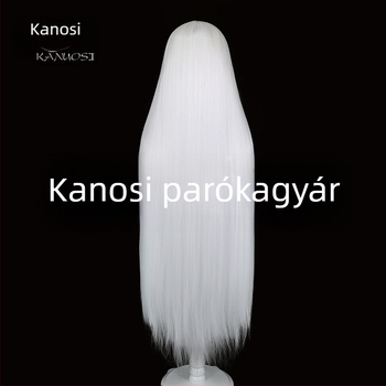 Kano cosplay paróka - fekete, hosszú, egyenes haj, 100 cm, középső rész