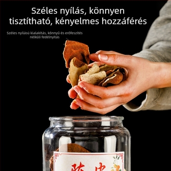 Üvegből készült zárható tárolóedény élelmiszer-minőségű, nedvességálló, kör alakú, mikrohullámú sütőben használható, tea levelek, gabonafélék, méz és szárított mandarinhéj számára