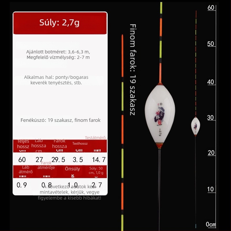 Vertikális sodródó úszó – Yueyang threesome, kompozit anyag, vékony farok