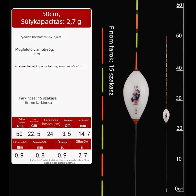 Vertikális sodródó úszó – Yueyang threesome, kompozit anyag, vékony farok
