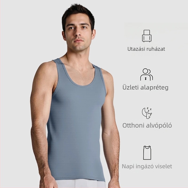 Férfi ujjatlan mellény, rugalmas pamut (gyorsan száradó, légáteresztő, slim fit)