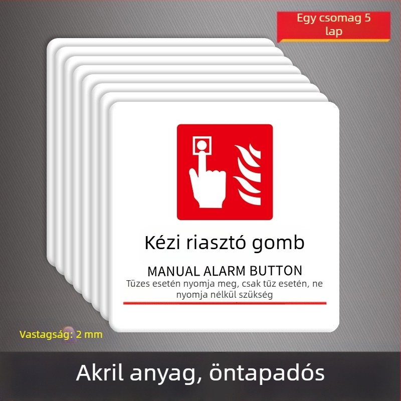 Beilong akril tűzvédelmi jelzés — kézi riasztó gomb, testreszabható, hang- és fényjelzés