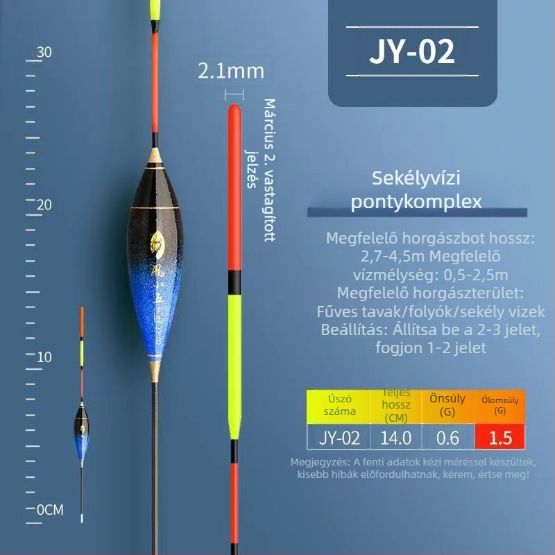 Rövid úszó sekély vízhez, nagy érzékenységgel, vastag és feltűnő, kis fehér csíkkal, jéghez alkalmas horgászathoz folyókban