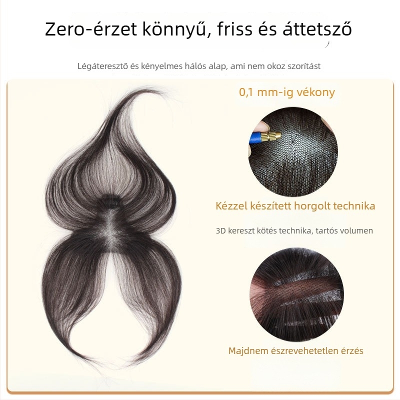Teljesen kézzel készített paróka hosszú frufruval, valódi emberi hajból, hajvonalat fed, festhető