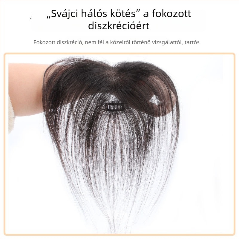 Teljesen kézzel készített paróka hosszú frufruval, valódi emberi hajból, hajvonalat fed, festhető