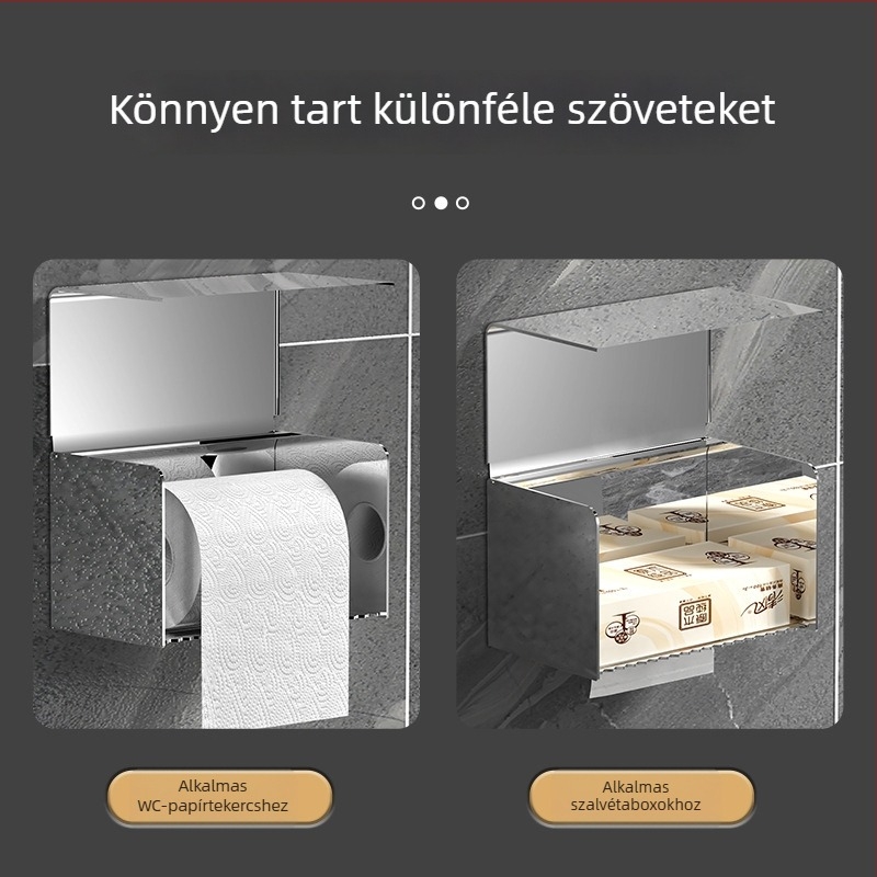 Falihozó vécépapír tartó és tároló polc, rozsdamentes acél, fürdőszoba, modell zjh, logó nyomtatása