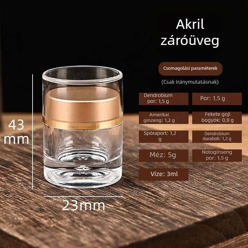 Áttetsző akril tartály kapszulákhoz, élelmiszer-minőségű műanyag, Cordyceps kapszulákhoz, kapacitás 3ml/6ml/13ml/30ml, testreszabható logó