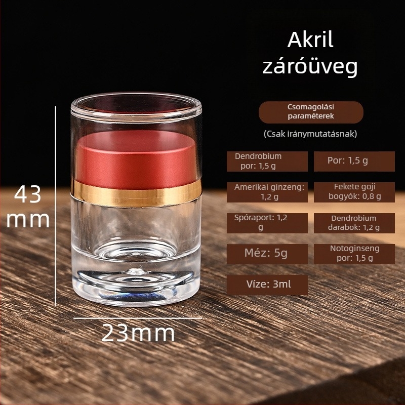 Áttetsző akril tartály kapszulákhoz, élelmiszer-minőségű műanyag, Cordyceps kapszulákhoz, kapacitás 3ml/6ml/13ml/30ml, testreszabható logó