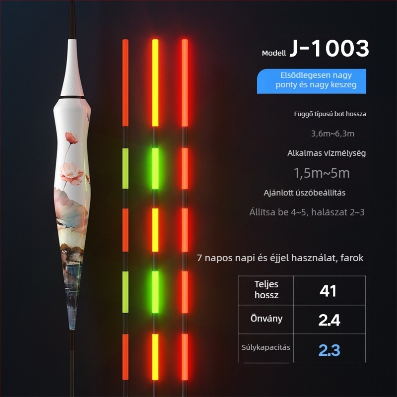 Vertical drift horgászúszó – Biao sheng, kompozit anyag, világító, színváltó és gravitációs indukcióval
