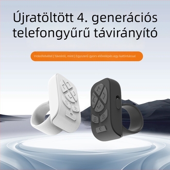 Bluetooth gyűrűs távirányító tabletekhez és okostelefonokhoz, kamera zár, selfie eszköz, oldalainak lapozása, DY11, 200 mAh, USB-C, vezeték nélküli hatótáv 10–15 m, viselhető