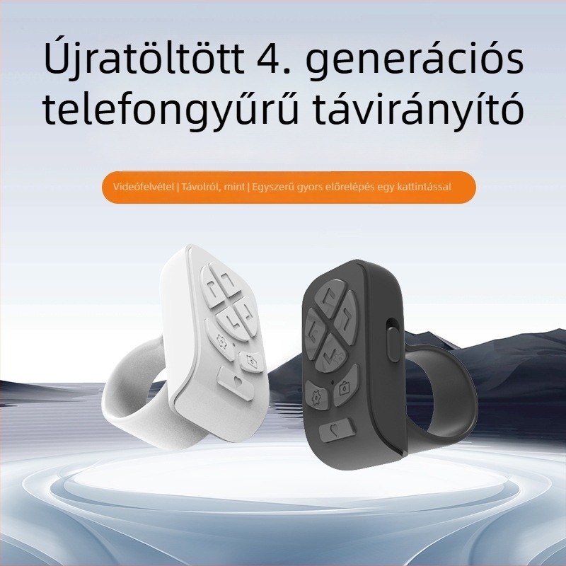 Bluetooth gyűrűs távirányító tabletekhez és okostelefonokhoz, kamera zár, selfie eszköz, oldalainak lapozása, DY11, 200 mAh, USB-C, vezeték nélküli hatótáv 10–15 m, viselhető