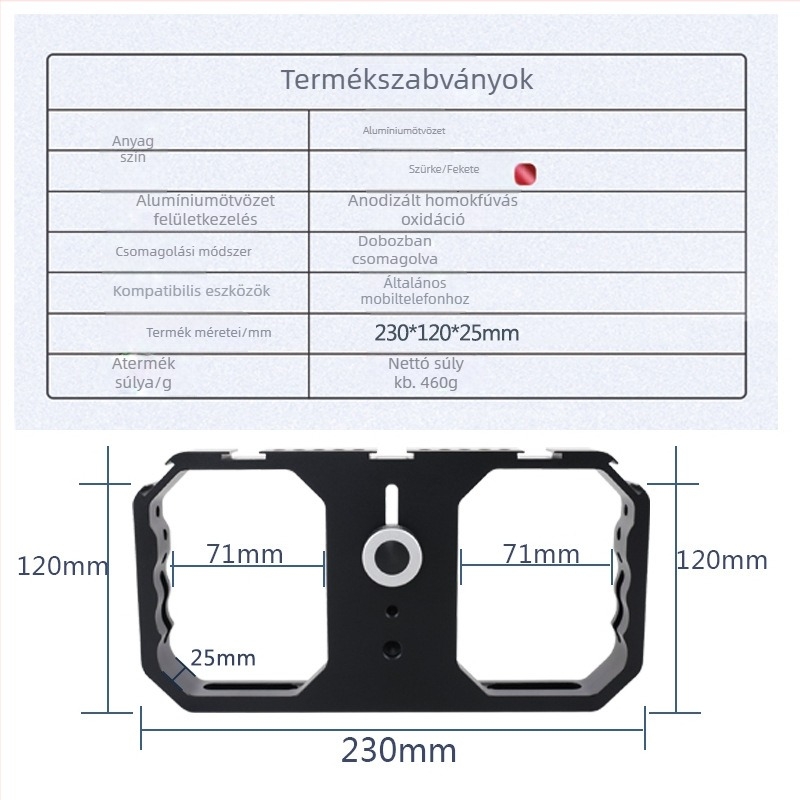 Fém telefon ketrec a vlogoláshoz és fényképezéshez, Phone Cage modell, alumínium ötvözet, testreszabás támogatott, határokon átívelő kizárólagos forrás