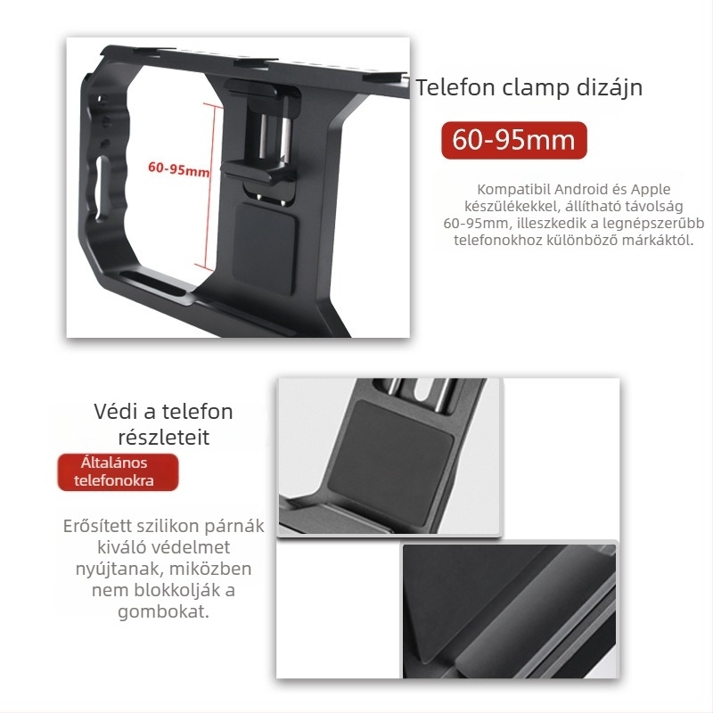 Fém telefon ketrec a vlogoláshoz és fényképezéshez, Phone Cage modell, alumínium ötvözet, testreszabás támogatott, határokon átívelő kizárólagos forrás