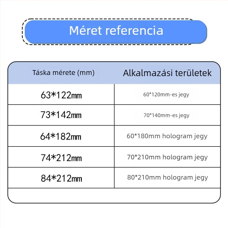 Önzáró átlátszó tok jegyekhez és kártyákhoz, CPP lézerfilm, ragasztó hátlap, 2 mm tűrés