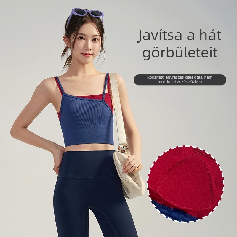 Új stílusú jóga-top beépített melltámaszokkal, magas támogatást nyújtó sportmelltartó pilateshez és edzéshez
