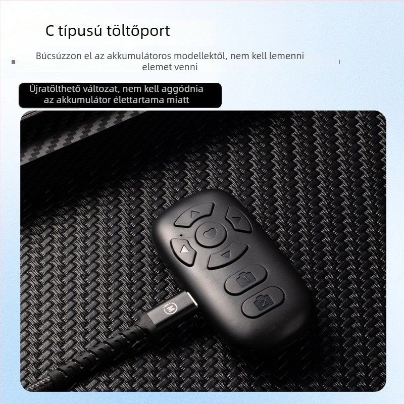 8 gombos Bluetooth távirányító okostelefonhoz, szelfi vezérlő, oldalak lapozása, rövid videók böngészése, újratölthető