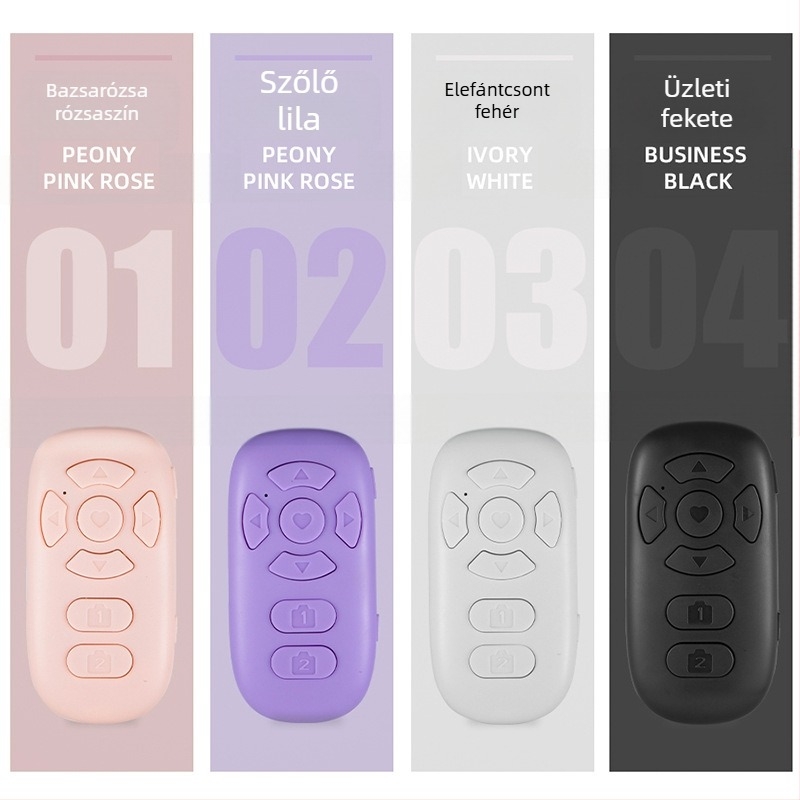8 gombos Bluetooth távirányító okostelefonhoz, szelfi vezérlő, oldalak lapozása, rövid videók böngészése, újratölthető