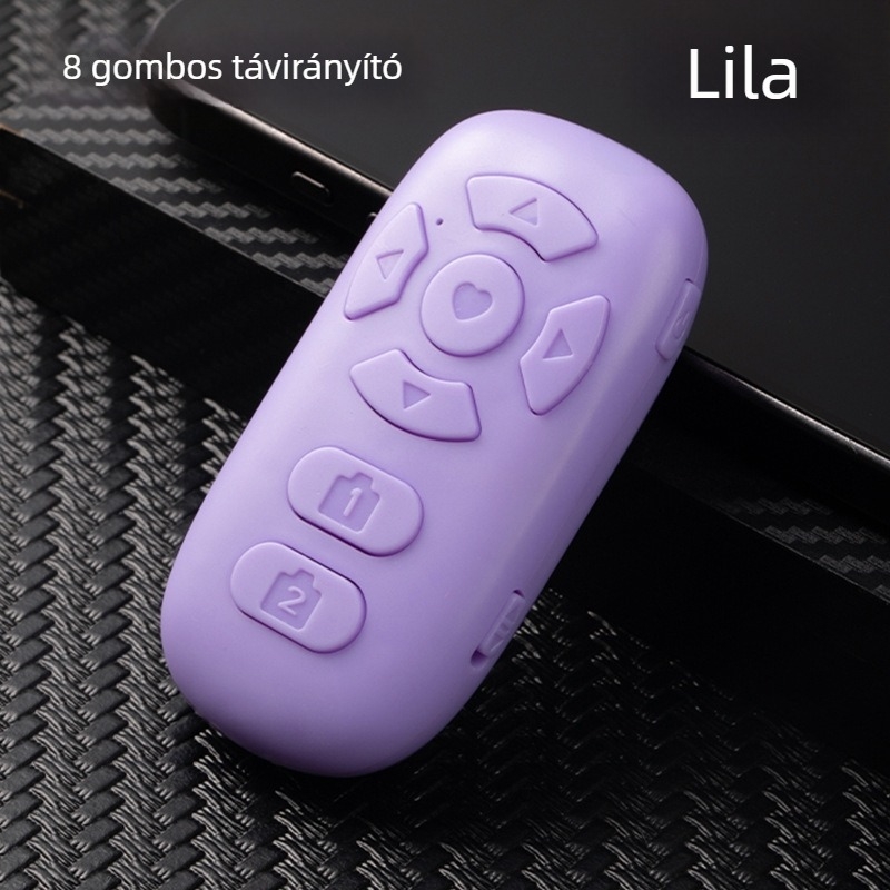 8 gombos Bluetooth távirányító okostelefonhoz, szelfi vezérlő, oldalak lapozása, rövid videók böngészése, újratölthető