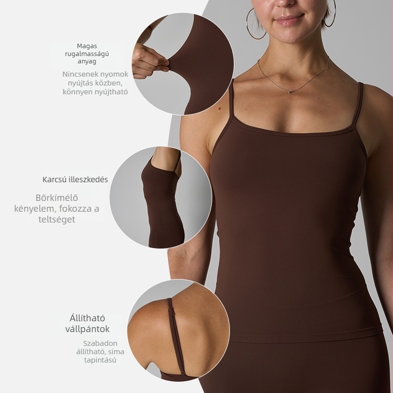 Női Seamless Cami Mellény, Légáteresztő Nylon-Elasztán anyag, 82% Nylon, Magas rugalmasság, Ideális futáshoz és edzéshez