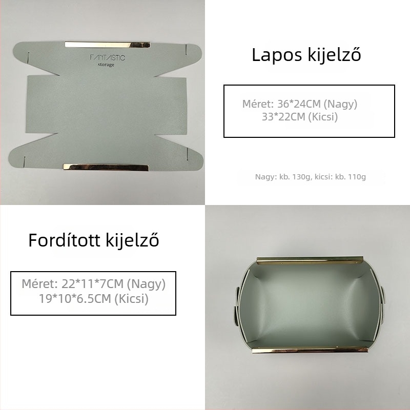 Asztali tároló doboz bőrből, kétoldalas PU bevonattal, hajtogatható, fedél nélküli, 0,8 L kapacitás, modell SJM0029