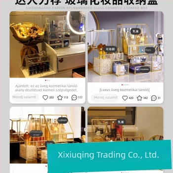 Üvegből készült kozmetikai doboz készlet, flip fedéllel, japán stílus, kapacitás 18