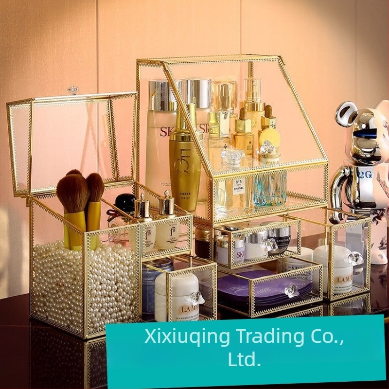 Üvegből készült kozmetikai doboz készlet, flip fedéllel, japán stílus, kapacitás 18