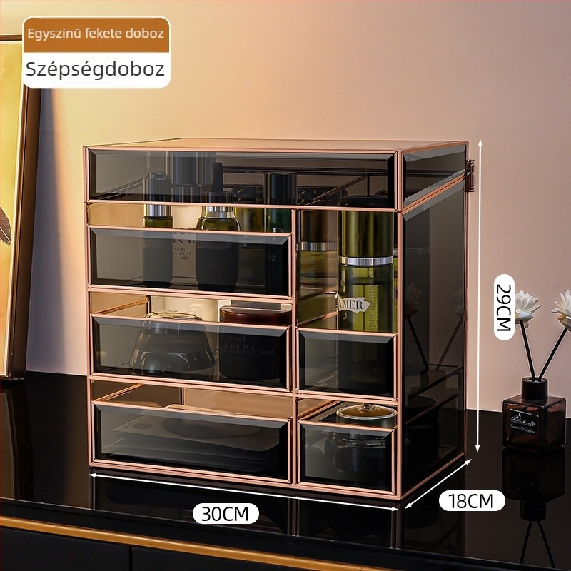 Üvegből készült kozmetikai doboz készlet, flip fedéllel, japán stílus, kapacitás 18