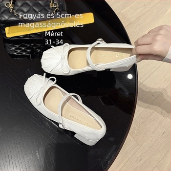 Női Mary Jane cipő, kerek orr, mikroszálas bőr, alacsony felső rész, PU talp, 3–5 cm sarok