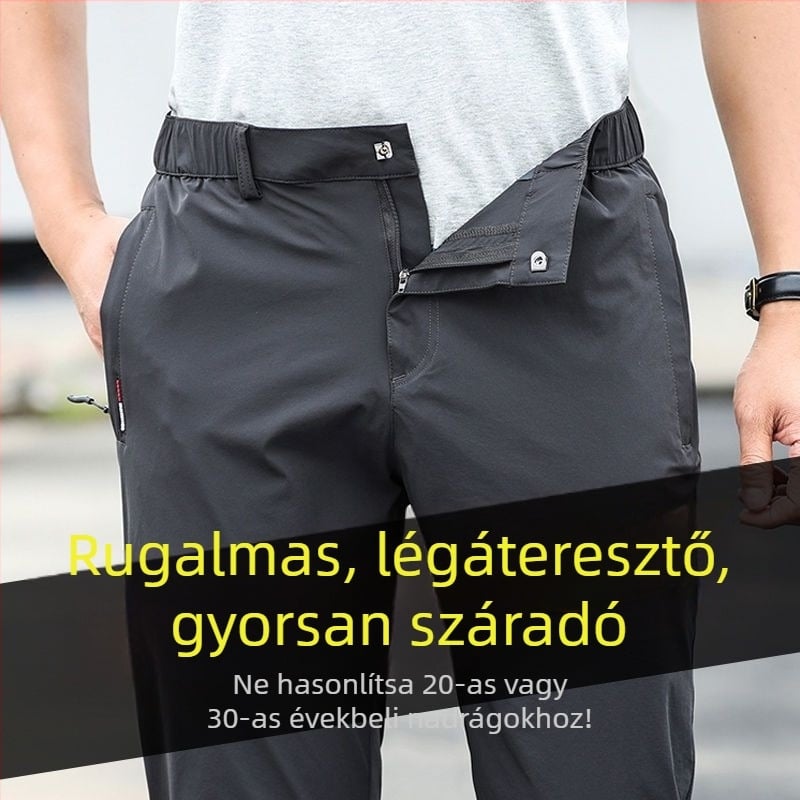 Ice Silk gyorsan száradó férfi sportos–szabadidő nadrág, egyenes szabás, nyárra, plusz méret, vékony fazon